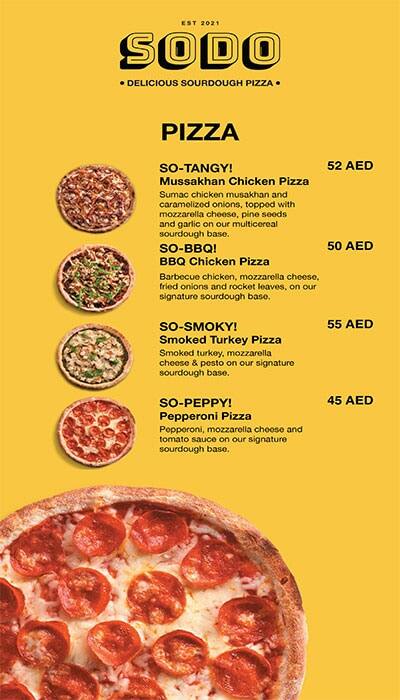 SoDo Sourdough Pizza Menu, Menu for SoDo Sourdough Pizza, University City, Sharjah 