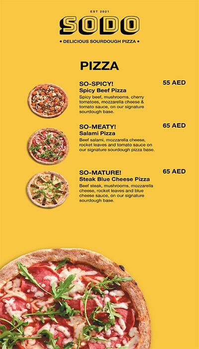 SoDo Sourdough Pizza Menu, Menu for SoDo Sourdough Pizza, University City, Sharjah 