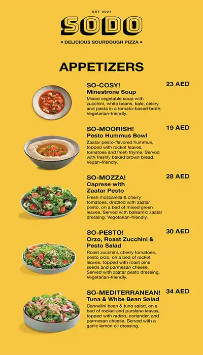 SoDo Sourdough Pizza Menu, Menu for SoDo Sourdough Pizza, Al Tallah, Ajman 