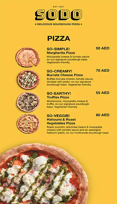 SoDo Sourdough Pizza Menu, Menu for SoDo Sourdough Pizza, Al Tallah, Ajman 