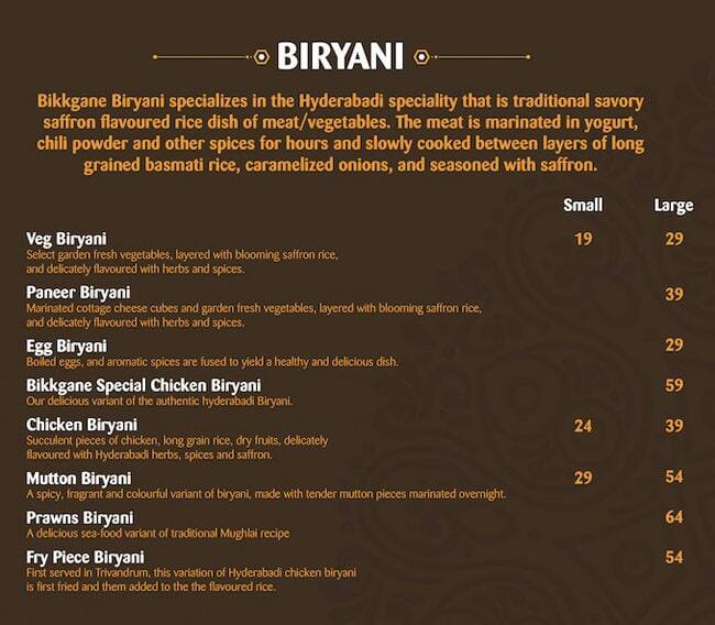 Bikkgane Biryani - Authentic Indian Kitchen Menu 