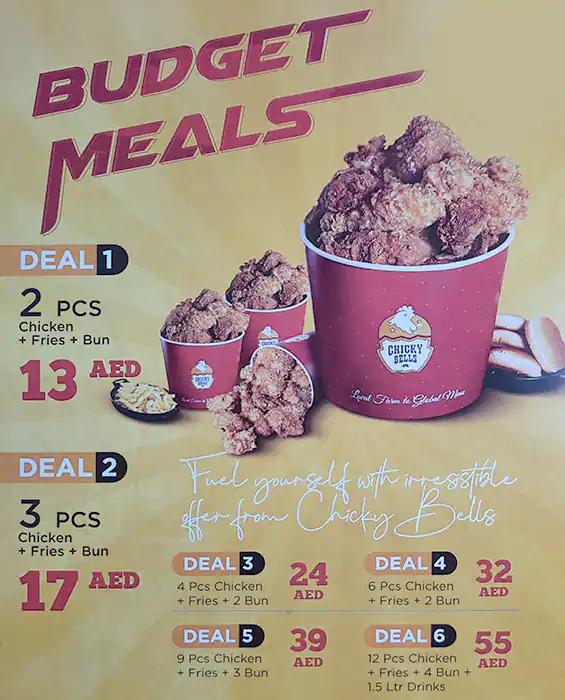 Chicky Bells Menu, Menu for Chicky Bells, Al Khalidiya, Abu Dhabi 