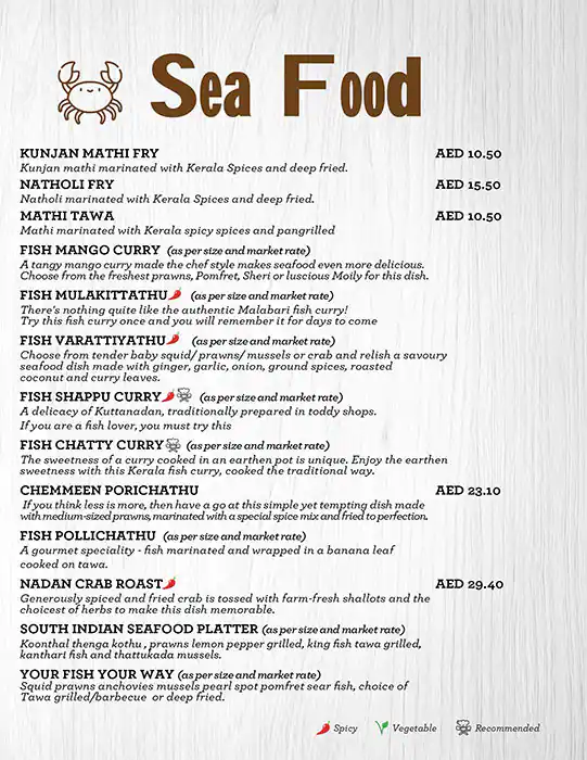 Payyannur Menu, Menu for Payyannur, Madinat Zayed, Abu Dhabi 