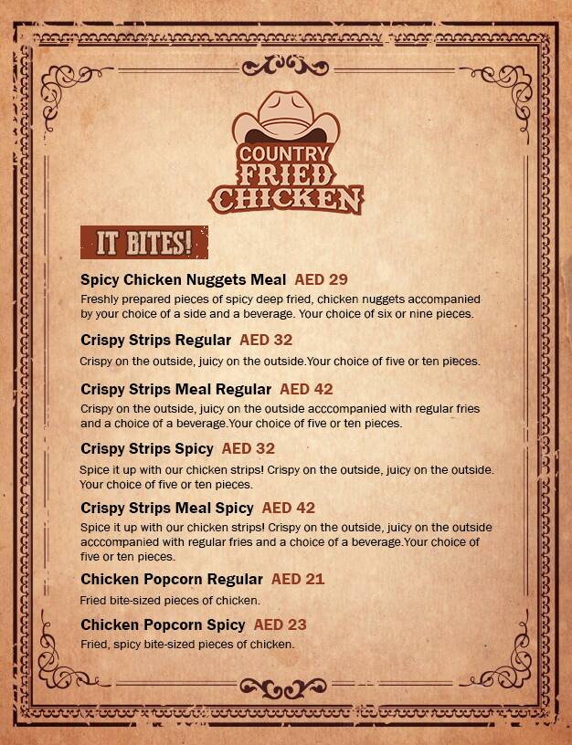 Country Fried Chicken Menu, Menu for Country Fried Chicken, Khalifa City, Abu Dhabi 