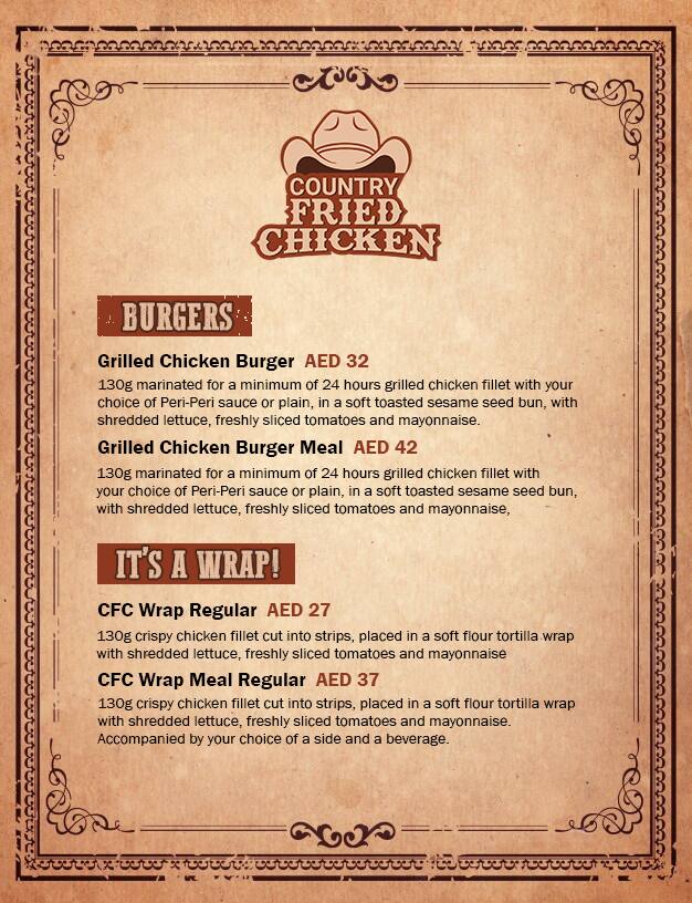 Country Fried Chicken Menu, Menu for Country Fried Chicken, Khalifa City, Abu Dhabi 