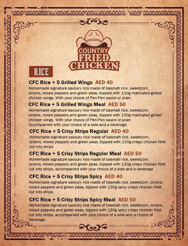 Country Fried Chicken Menu, Menu for Country Fried Chicken, Khalifa City, Abu Dhabi 