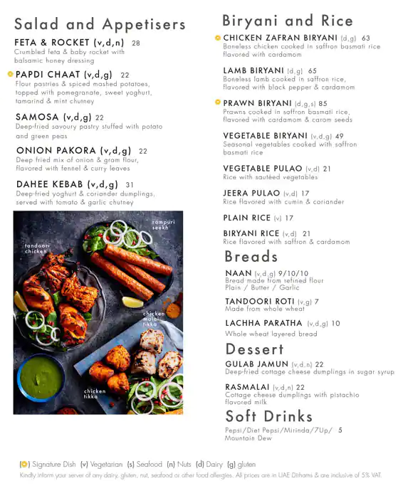 Zafran Menu, Menu for Zafran, Al Markaziya, Abu Dhabi 