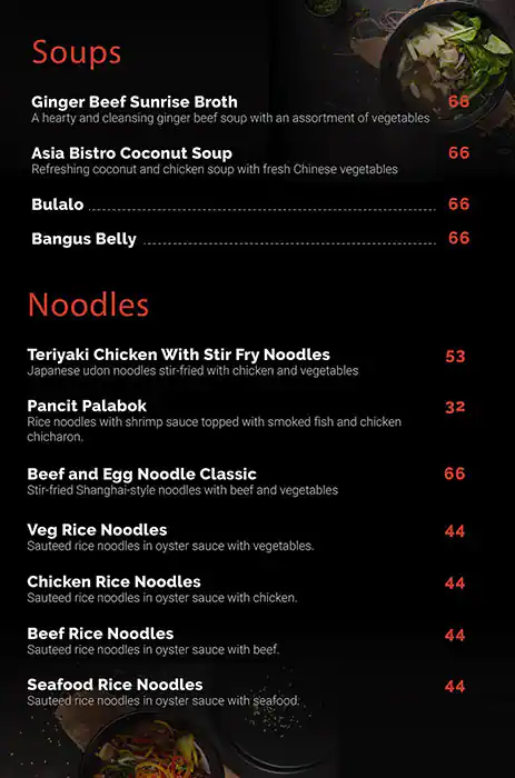 Asia Bistro Menu, Menu for Asia Bistro, Al Dhafrah, Abu Dhabi 