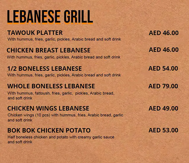 Bok Bok Grilled Chicken - بوك بوك جريلد تشيكن Menu 