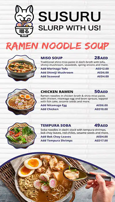 SUSURU-Noodles WOK Menu, Menu for SUSURU-Noodles WOK, Al Majaz, Sharjah 