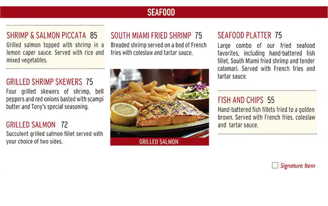 Tony Roma's Menu, Menu for Tony Roma's, University City, Sharjah 