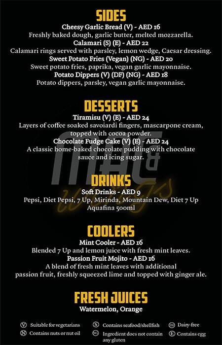 Mac & Wings Menu, Menu for Mac & Wings, University City, Sharjah 