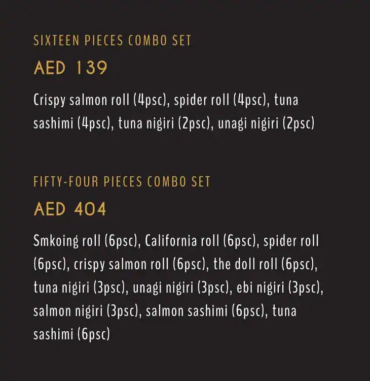 Smoking Doll Menu, Menu for Smoking Doll, Al Raha, Abu Dhabi 