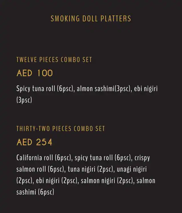 Smoking Doll Menu, Menu for Smoking Doll, Al Raha, Abu Dhabi 