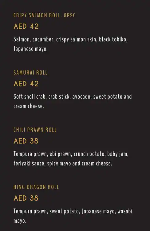 Smoking Doll Menu, Menu for Smoking Doll, Al Raha, Abu Dhabi 