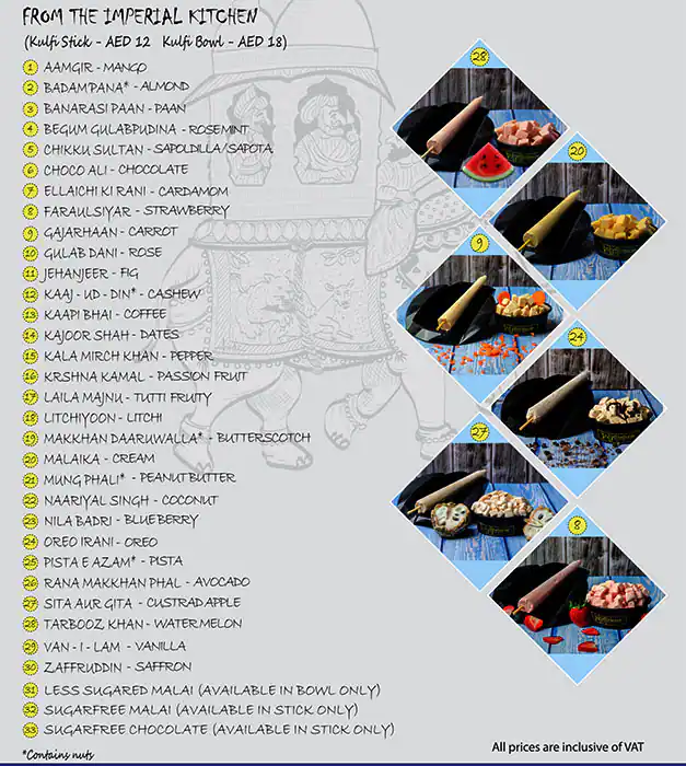 Kulfilicious Menu, Menu for Kulfilicious, Najda, Abu Dhabi 