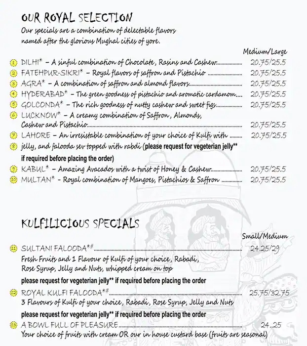 Kulfilicious Menu, Menu for Kulfilicious, Najda, Abu Dhabi 