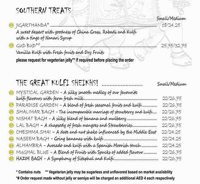 Kulfilicious Menu, Menu for Kulfilicious, Najda, Abu Dhabi 