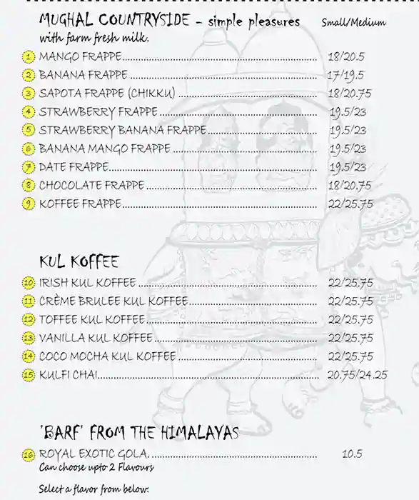 Kulfilicious Menu, Menu for Kulfilicious, Najda, Abu Dhabi 