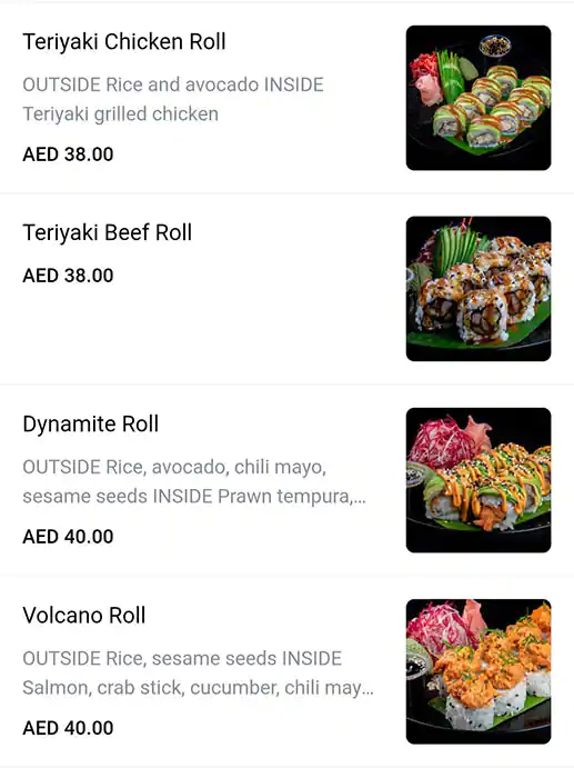 OH! Sushi Menu, Menu for OH! Sushi, Al Maryah Island, Abu Dhabi 