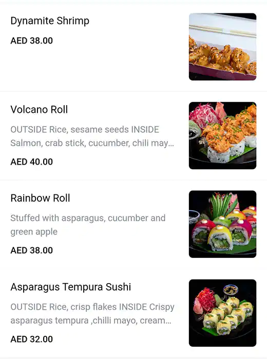 OH! Sushi Menu, Menu for OH! Sushi, Al Maryah Island, Abu Dhabi 