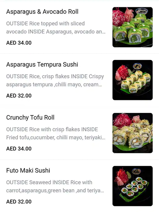 OH! Sushi Menu, Menu for OH! Sushi, Al Maryah Island, Abu Dhabi 