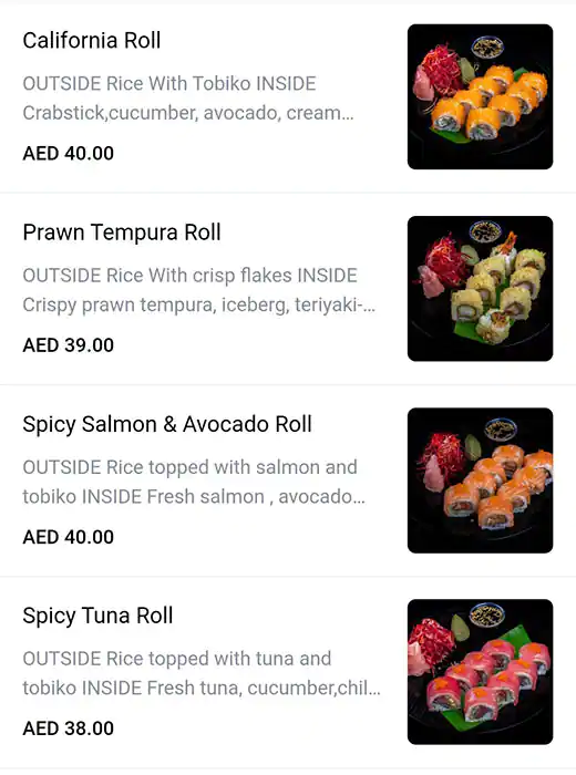 OH! Sushi Menu, Menu for OH! Sushi, Al Maryah Island, Abu Dhabi 