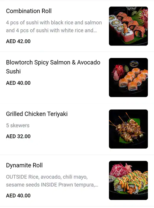 OH! Sushi Menu, Menu for OH! Sushi, Al Maryah Island, Abu Dhabi 