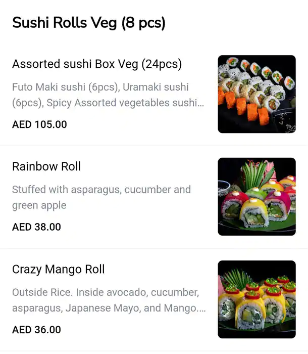 OH! Sushi Menu, Menu for OH! Sushi, Al Maryah Island, Abu Dhabi 