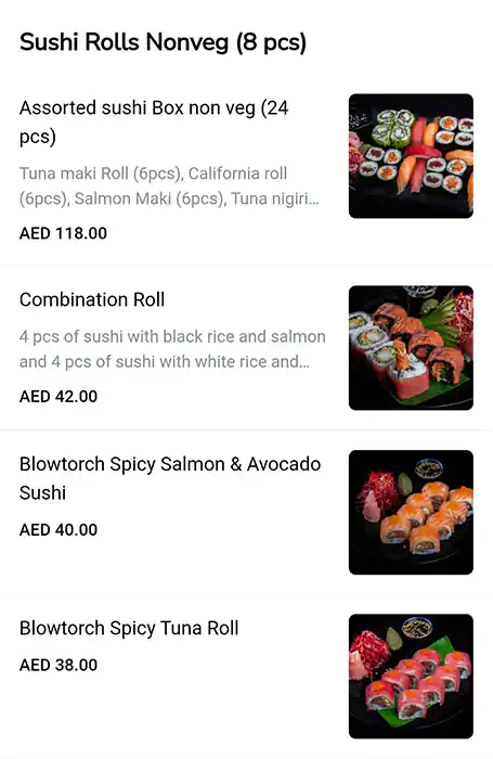 OH! Sushi Menu, Menu for OH! Sushi, Al Maryah Island, Abu Dhabi 