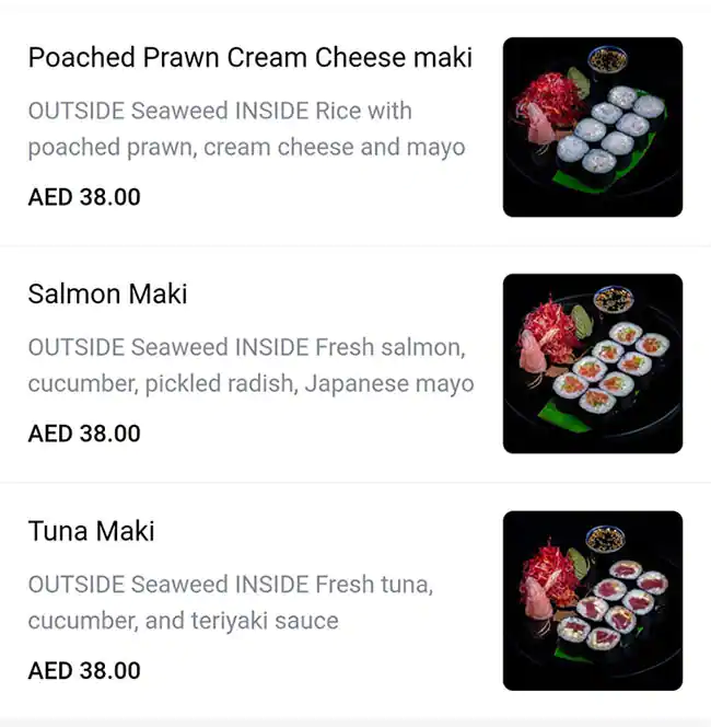 OH! Sushi Menu, Menu for OH! Sushi, Al Maryah Island, Abu Dhabi 