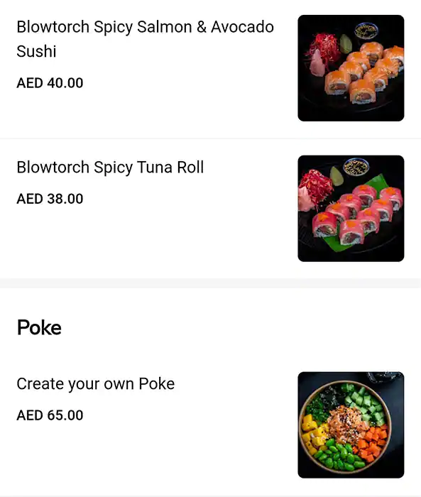 OH! Sushi Menu, Menu for OH! Sushi, Al Maryah Island, Abu Dhabi 