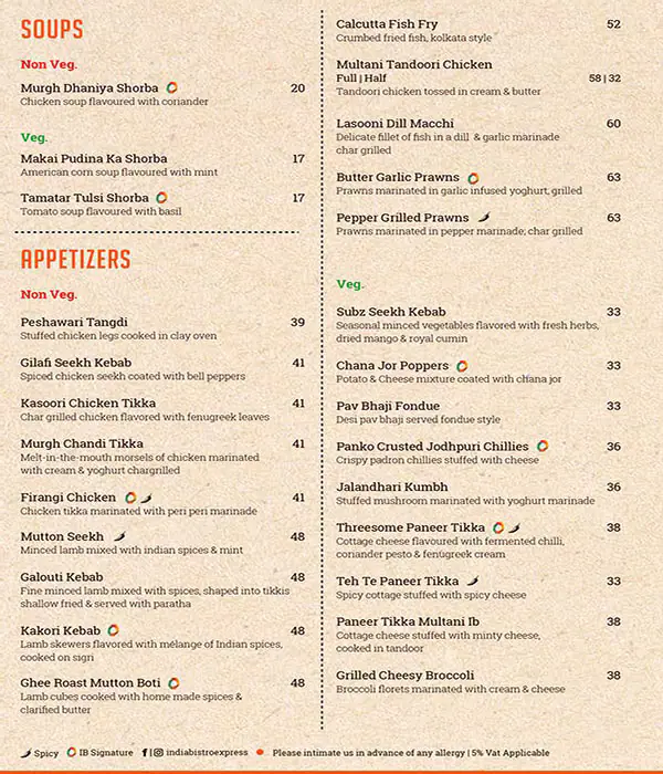 India Bistro - إنديا بيسترو Menu 