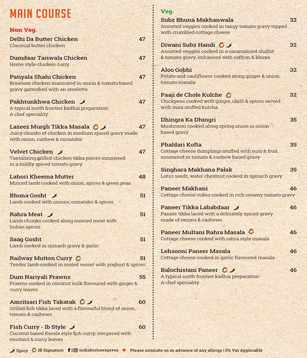 India Bistro - إنديا بيسترو Menu 