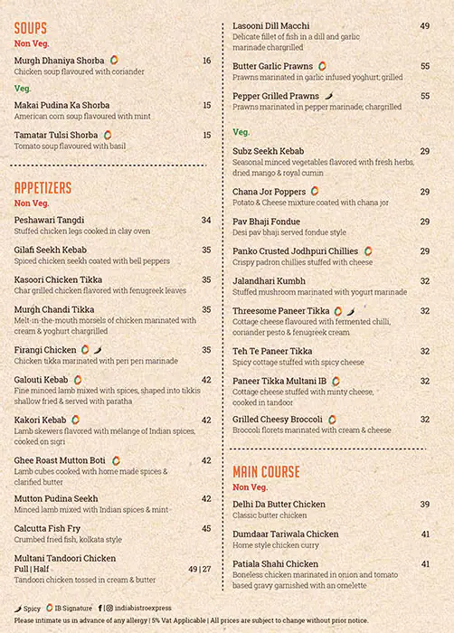 India Bistro - إنديا بيسترو Menu 