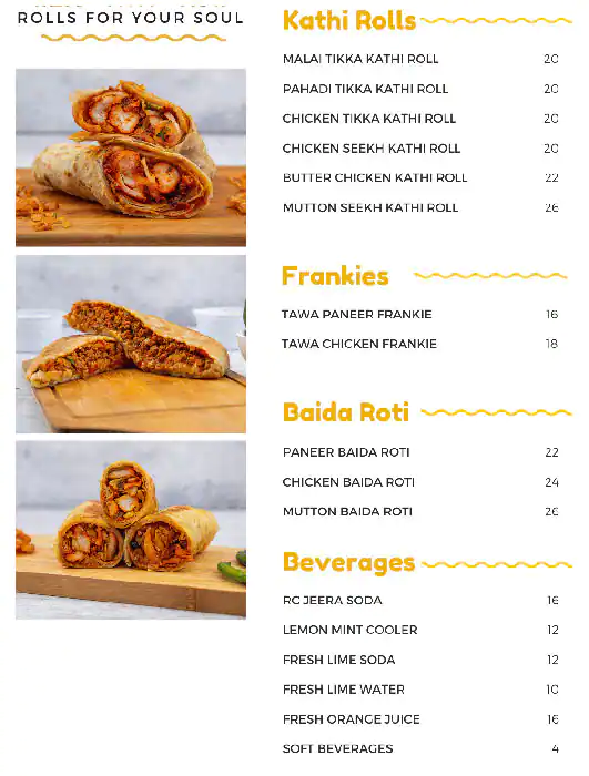 Rolls Company Menu, Menu for Rolls Company, Najda, Abu Dhabi 