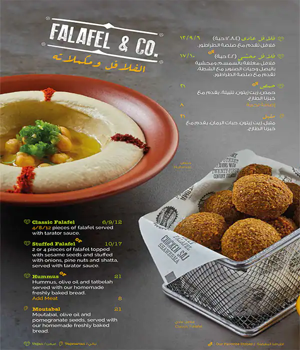 Operation Falafel Menu, Menu for Operation Falafel, Al Majaz, Sharjah 