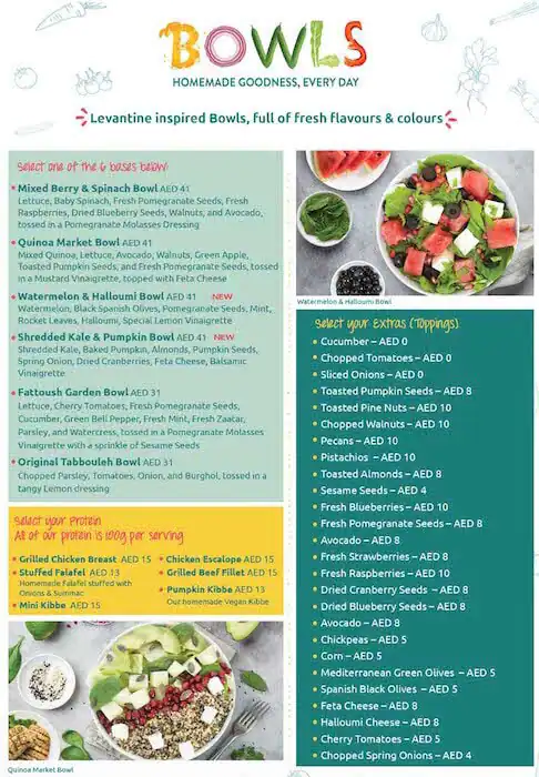 Yawmi – Healthy Lebanese Meals Menu 