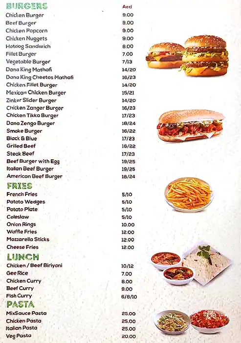 Dana Zinger Cafe Menu, Menu for Dana Zinger Cafe, Al Hamidiya, Ajman 