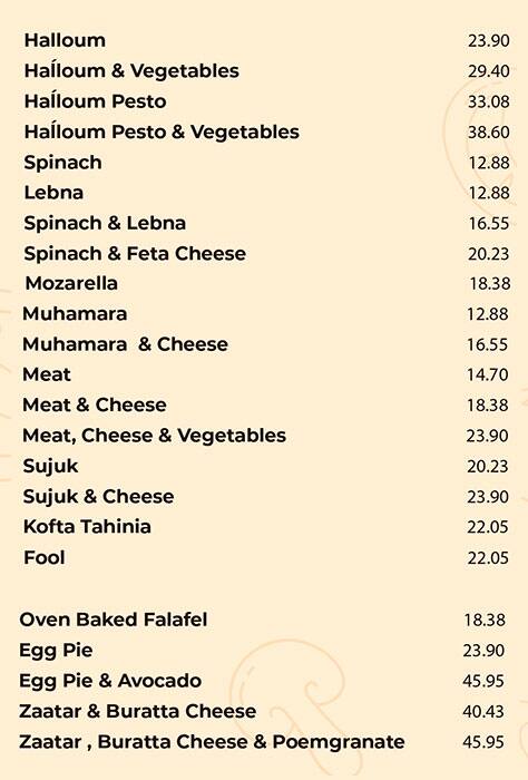 Manoushe Mania Menu, Menu for Manoushe Mania, Al Mushrif, Abu Dhabi 