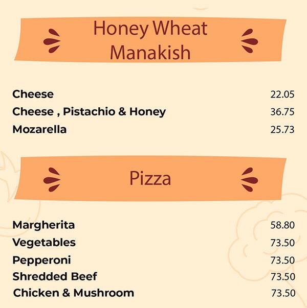 Manoushe Mania Menu, Menu for Manoushe Mania, Al Mushrif, Abu Dhabi 