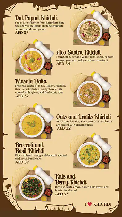 Khichdi Tales Menu, Menu for Khichdi Tales, Halwan Suburb, Sharjah 