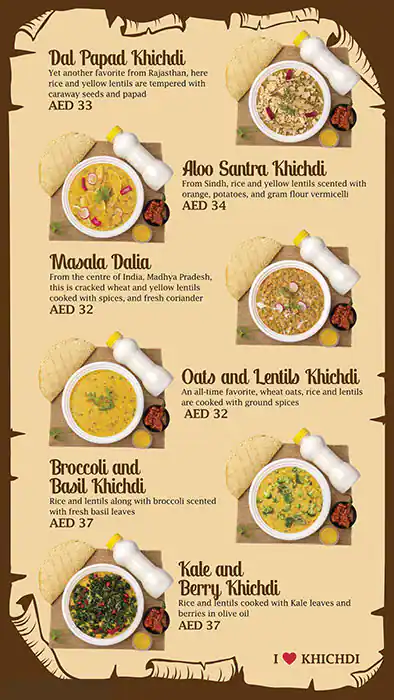 Khichdi Tales Menu, Menu for Khichdi Tales, Al Khan, Sharjah 