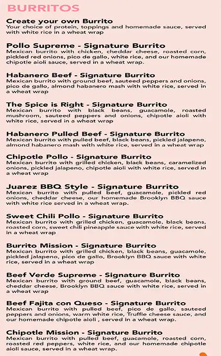 AMIGOVIO - MEXICAN BURRITOS Menu 