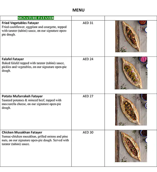 The Palestinian Bakery Menu, Menu for The Palestinian Bakery, Al Majaz, Sharjah 