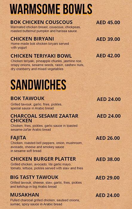 Bok Bok Grilled Chicken Menu, Menu for Bok Bok Grilled Chicken, Baniyas, Abu Dhabi 