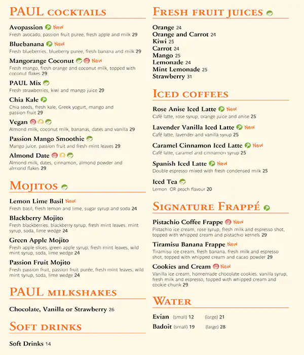 PAUL Bakery & Restaurant - مطعم ومخبز بول Menu 