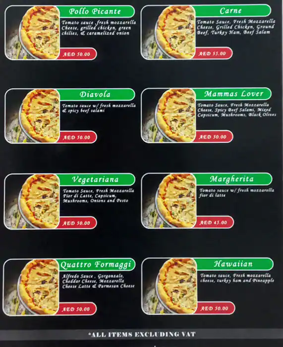 Mamma's Pizza Menu, Menu for Mamma's Pizza, Muwailih Commercial, Sharjah 