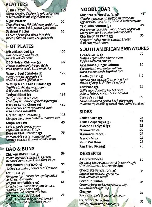 Bambu Menu, Menu for Bambu, Madinat Zayed, Abu Dhabi 