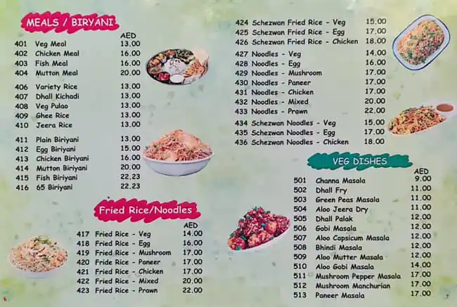 Madhurai Mahal Restaurant Menu 